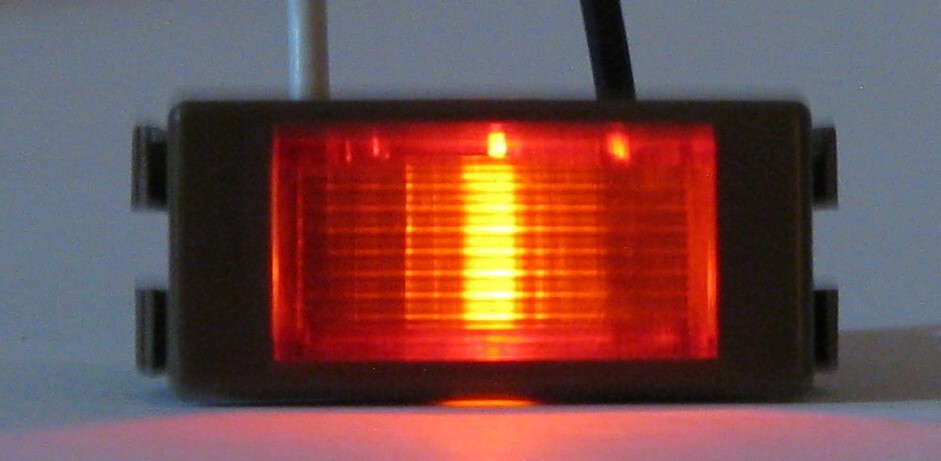 Red Rectangular Panel Mount Indicator Light - 14V - 0.25" Terminals - Chicago