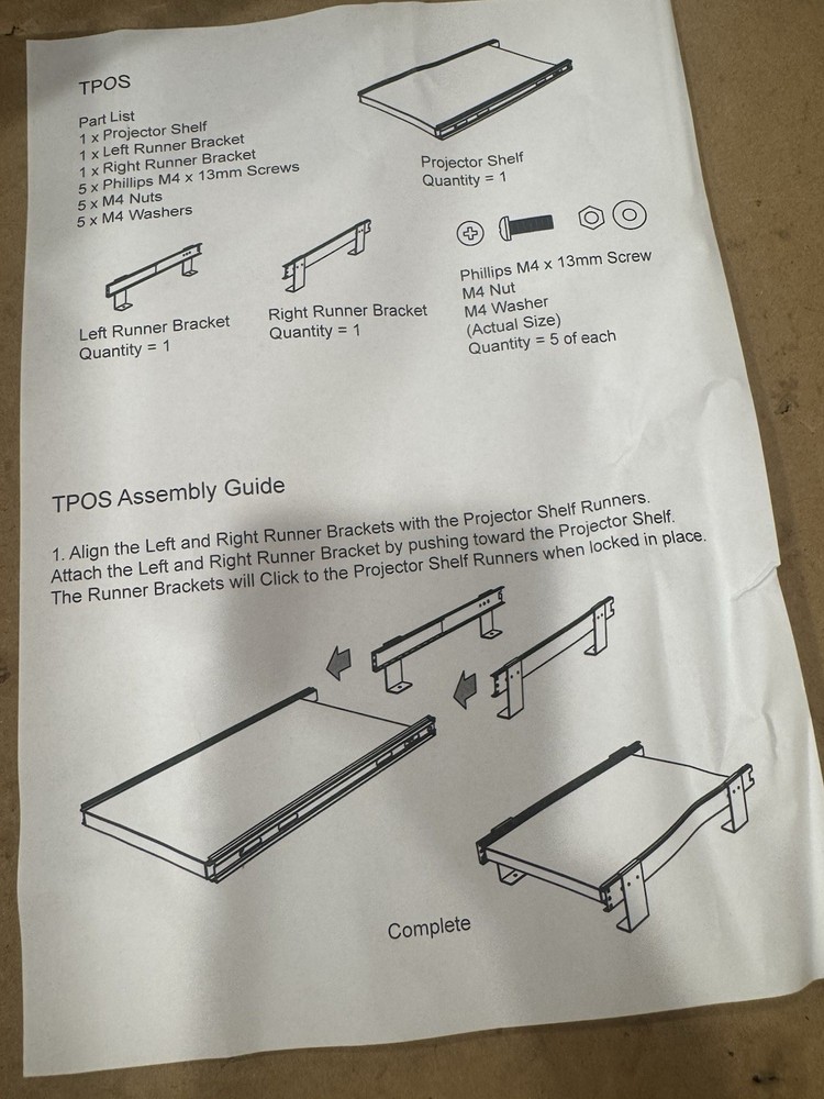 Sliding Projector Shelf 9x15.5