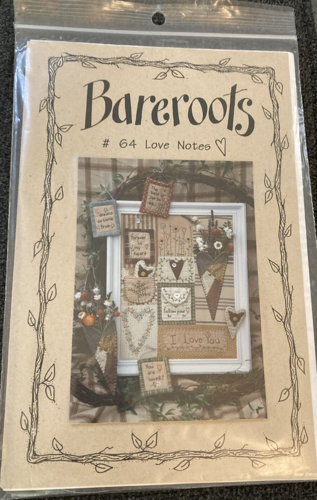 Vtg Rare Bareroots Love Notes 2000 Embroidery/Quilting pattern #64