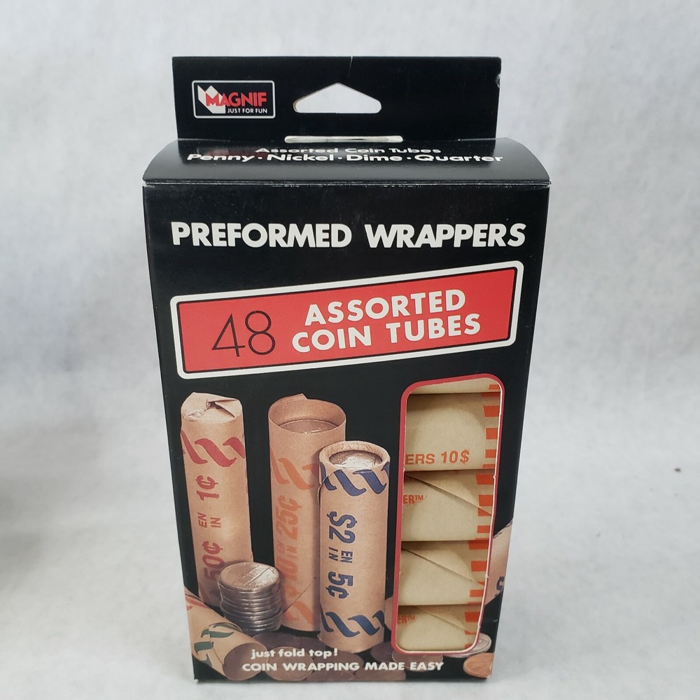Magnif 4610 Preformed Coin Wrappers Assorted 48 Count + Extra