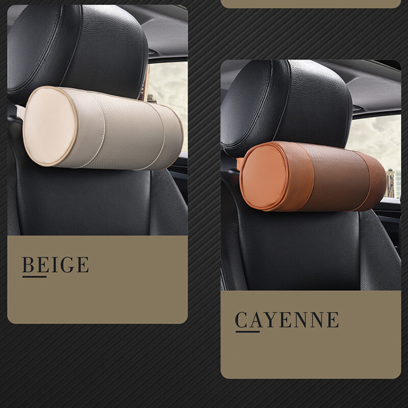 Memory Foam Car Neck Pillow Leather Soft Auto Seat Head Rest Support Cushion