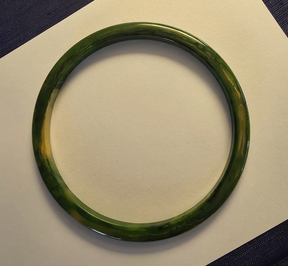 Vintage Green Marbled Bakelite Bangle Bracelet