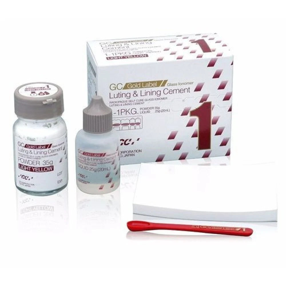 GC Gold Label Fuji 1 Radiopaque Luting & Lining Glass Ionomer Cement 35g + 20ml.