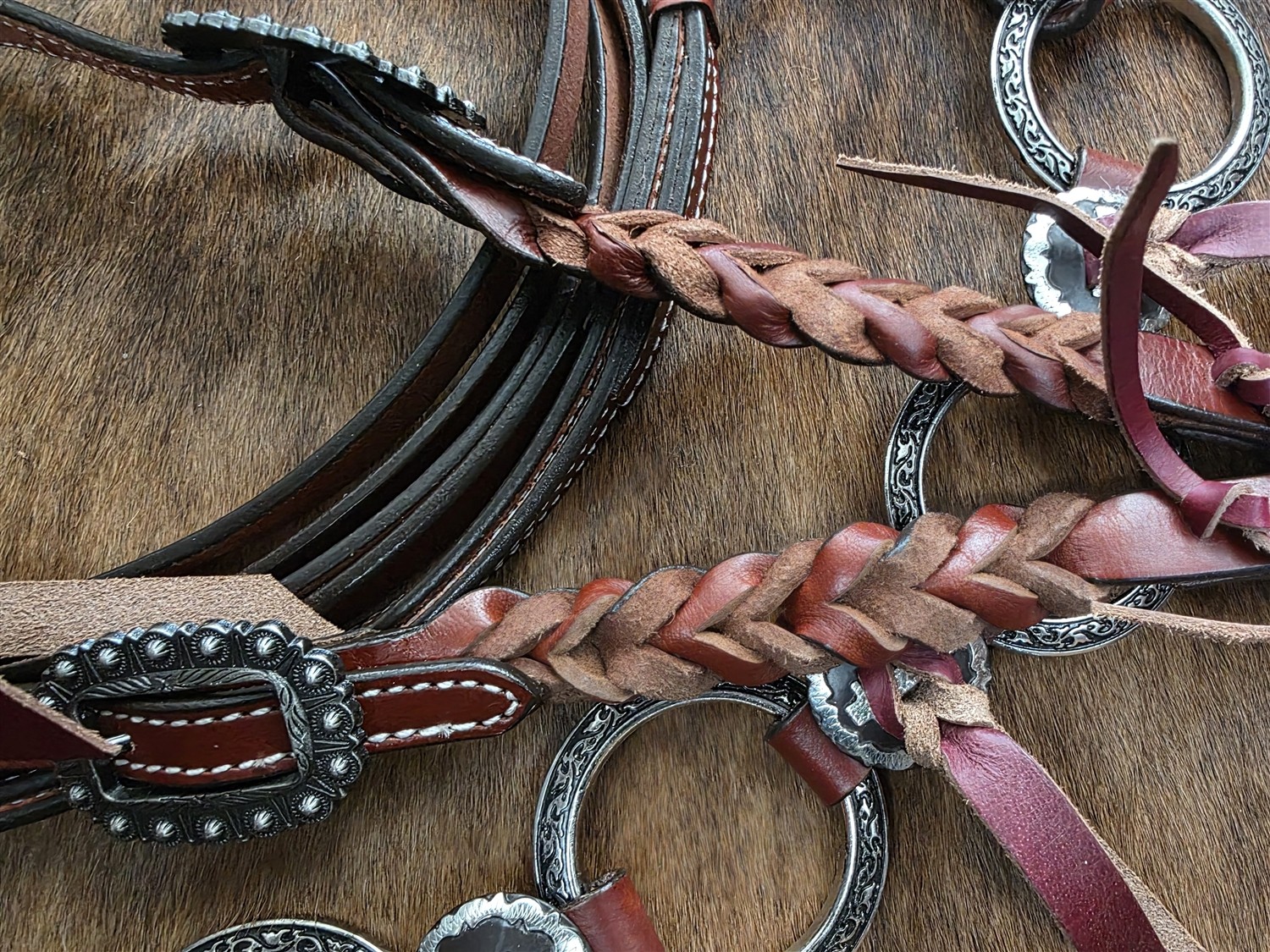Metal Ring Headstall, Reins and Breastcollar - Sunflower Rings - Copper Rings