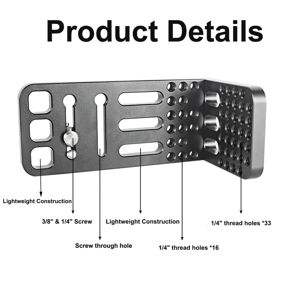 DINESK Camera L Bracket,Universal Vertical Mount Short Version, Black