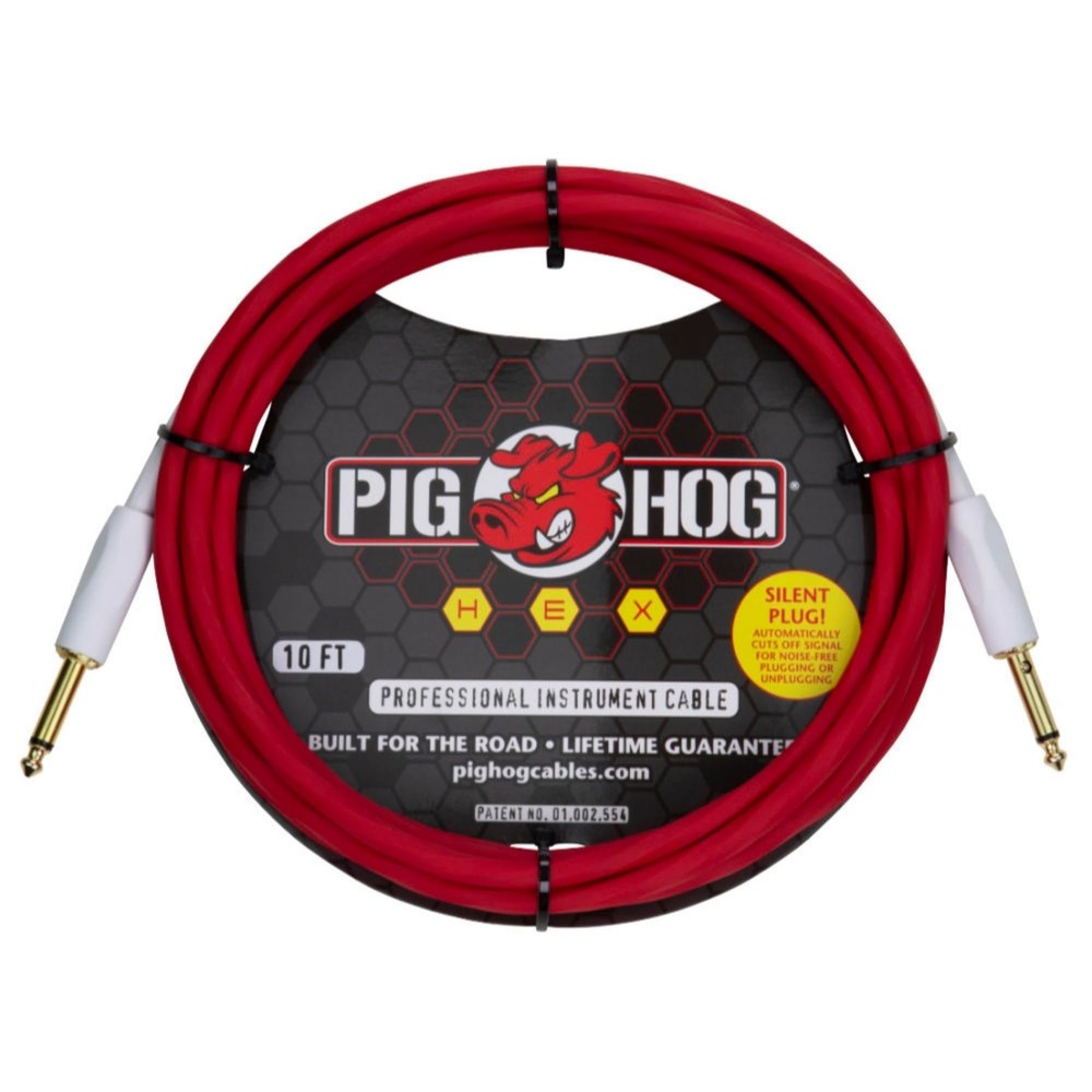 Pig Hog PHSH10GR Hex Series Silent Cable, 10ft