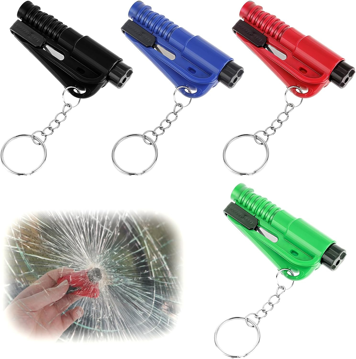 4 PCS Window Breaker Seatbelt Cutter, Seatbelt Cutter and Glass Breaker & Surviv