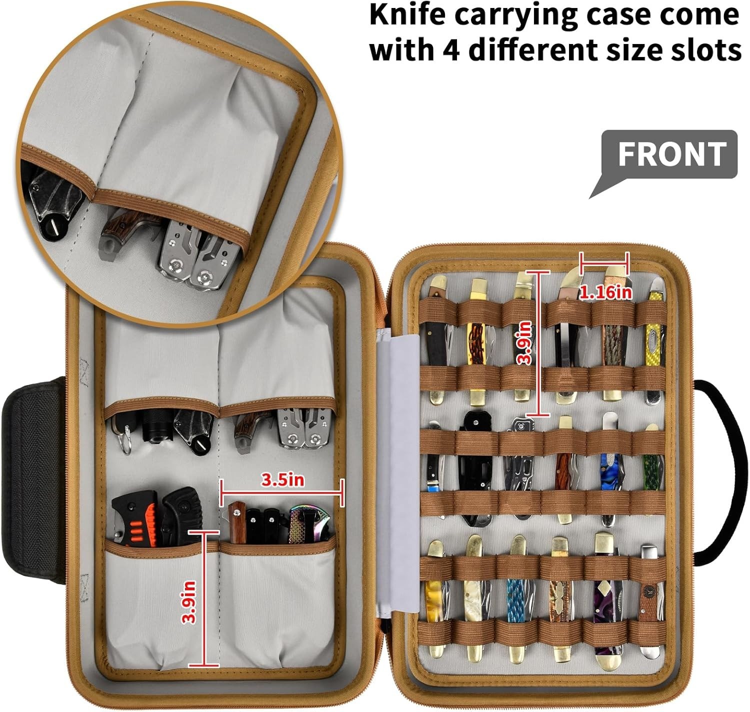 Knife Display Case for 56+ Pocket Knife, Folding Knives Storage Holder, Knife Co