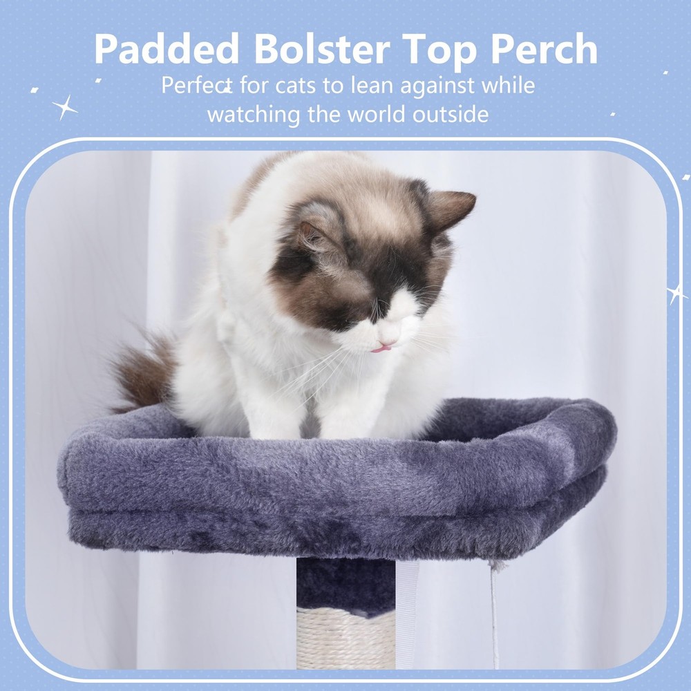 Cat Tree Tower, Scratching Posts with Cozy Condo, Padded Bed, Hammock, Plush ...