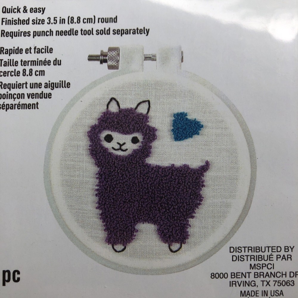 TWO Loops & Threads LLAMA Punch Needle Kit Embroidery Hoop Floss Needle