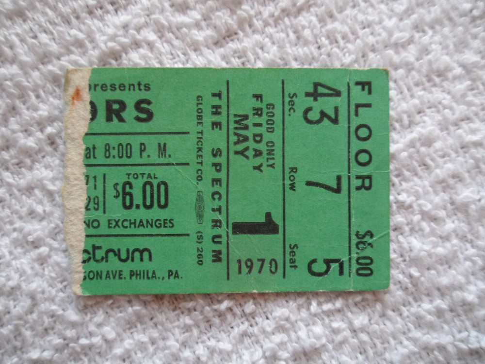THE DOORS Original__1968__CONCERT TICKET STUB__Philadelphia Spectrum