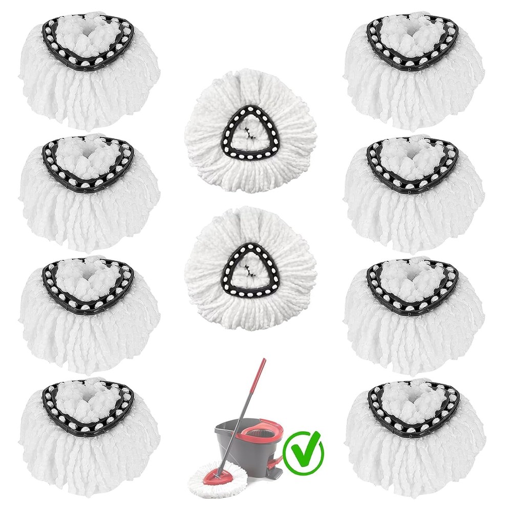 10-Pack Spin Mop Replacement Heads, 100% Microfiber Spin Mop Refills Heads,36...