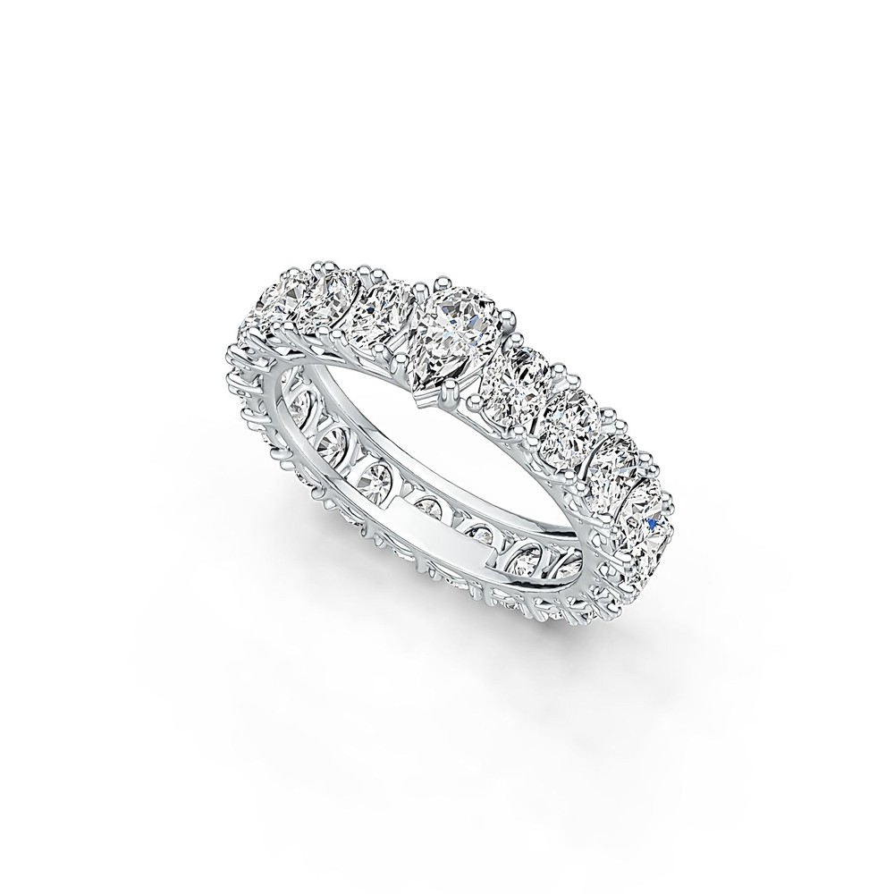 Sterling Silver Semi Mount Ring Setting Pear PE 6X4mm with White Topaz
