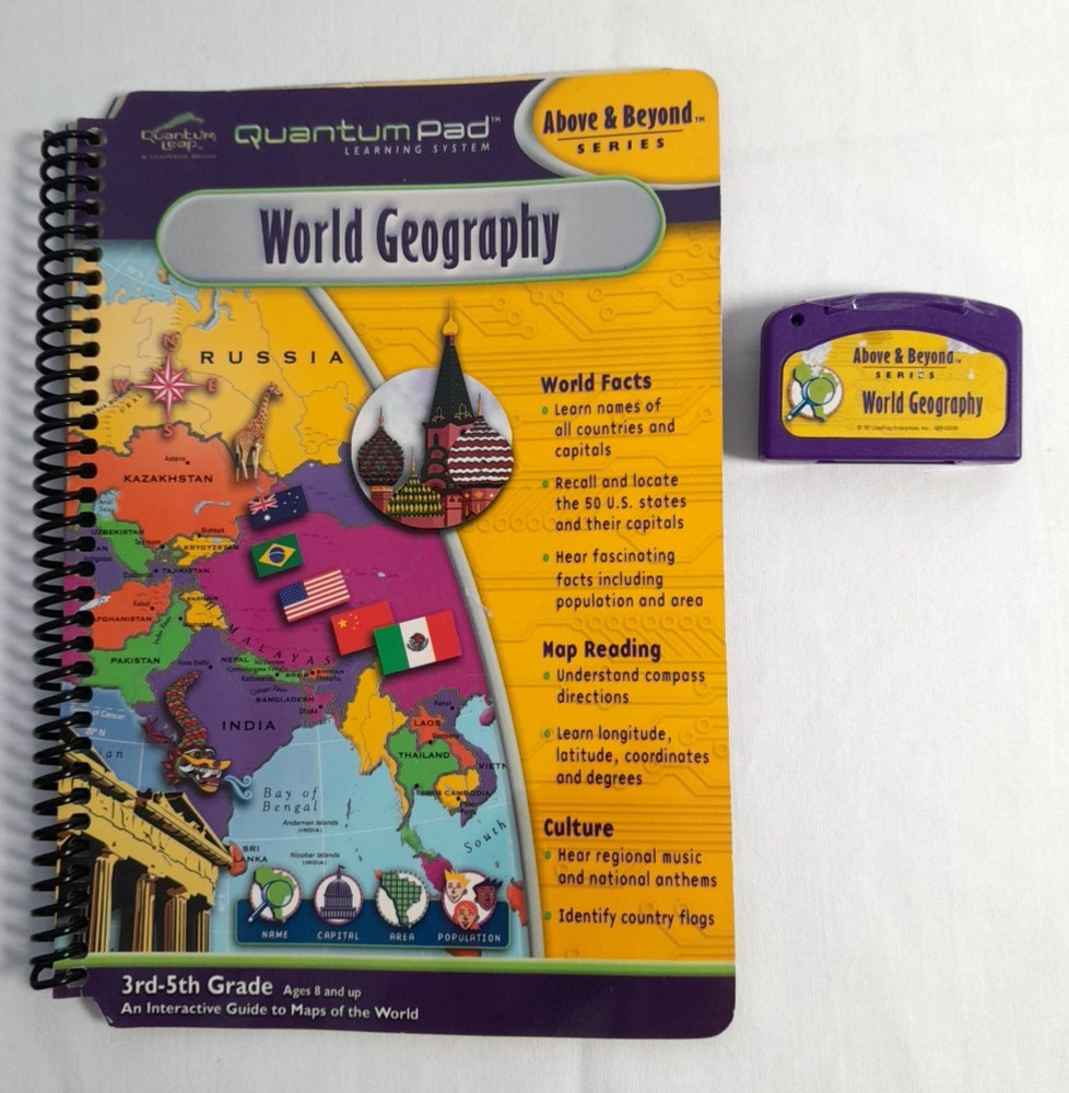 Quantum Leap Pad World Geography 3rd-5th Interactive Book & Cartridge