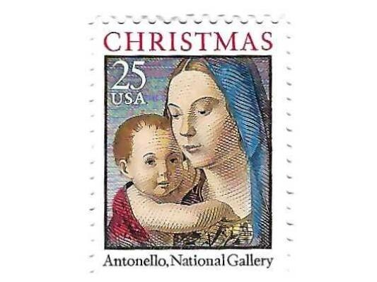 STAMP US SCOTT 2514 from BK180 "Madonna & Child" 25 CENT 1990 MNH