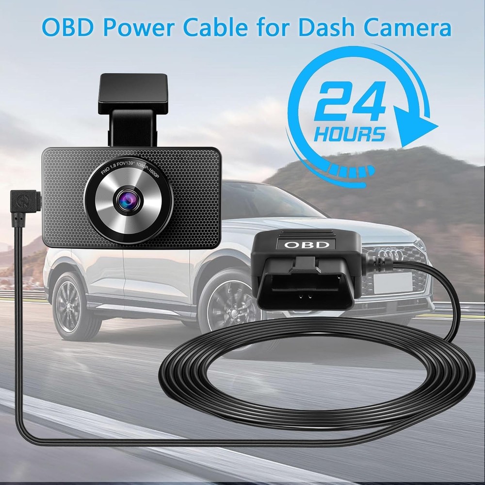 CERRXIAN OBD Power Cable for Dash Camera OBD2 to Type C Adapter Hardwire...