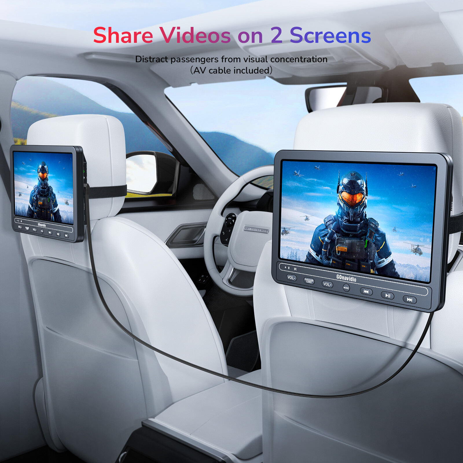 2 x 10.5" Car Headrest Monitor Portable DVD Media Player w/Headsets HDMI USB SD