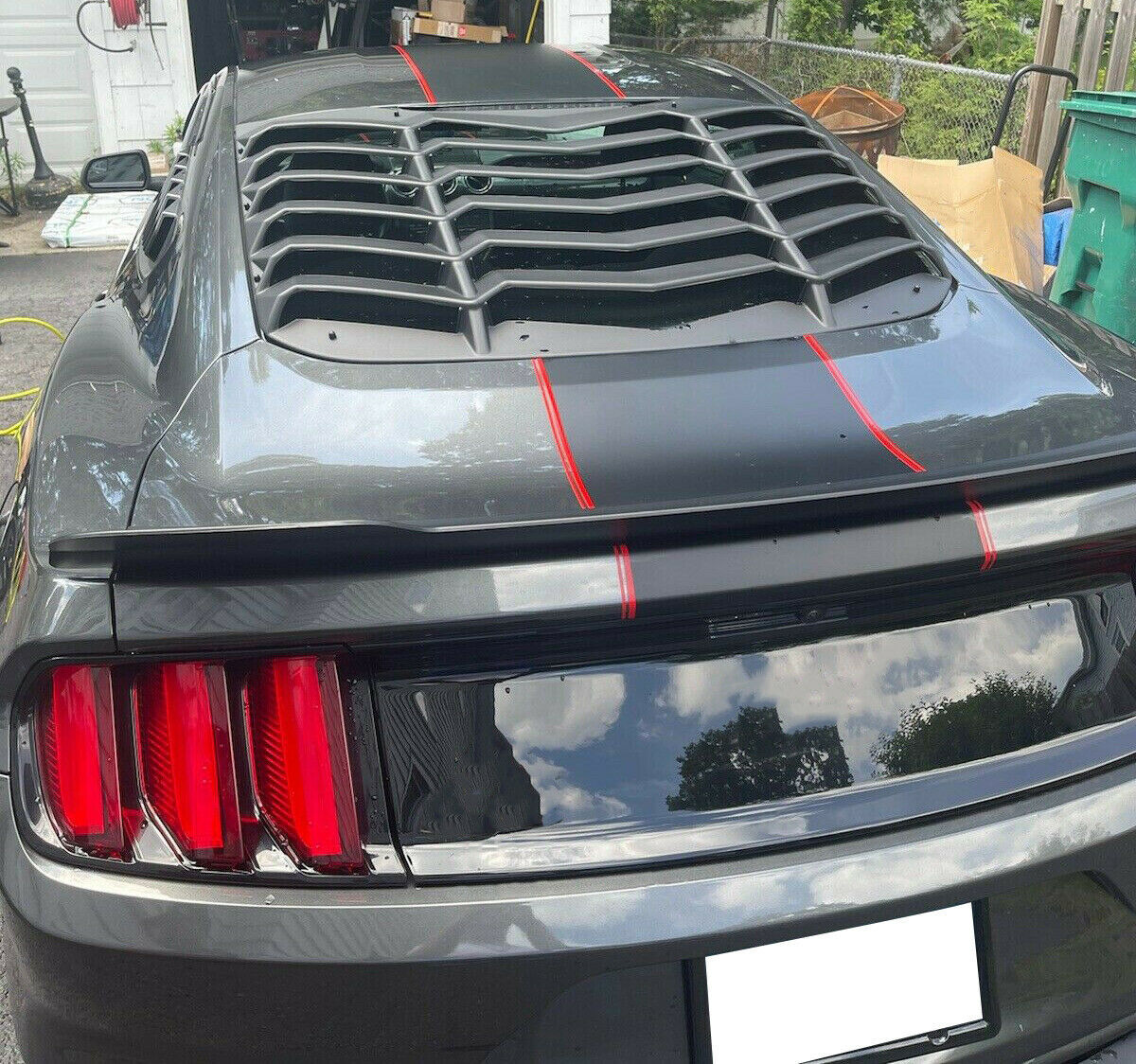 For 2015-2023 Ford Mustang GT Gloss Black Rear Trunk Deck Lid Panel Trim Cover