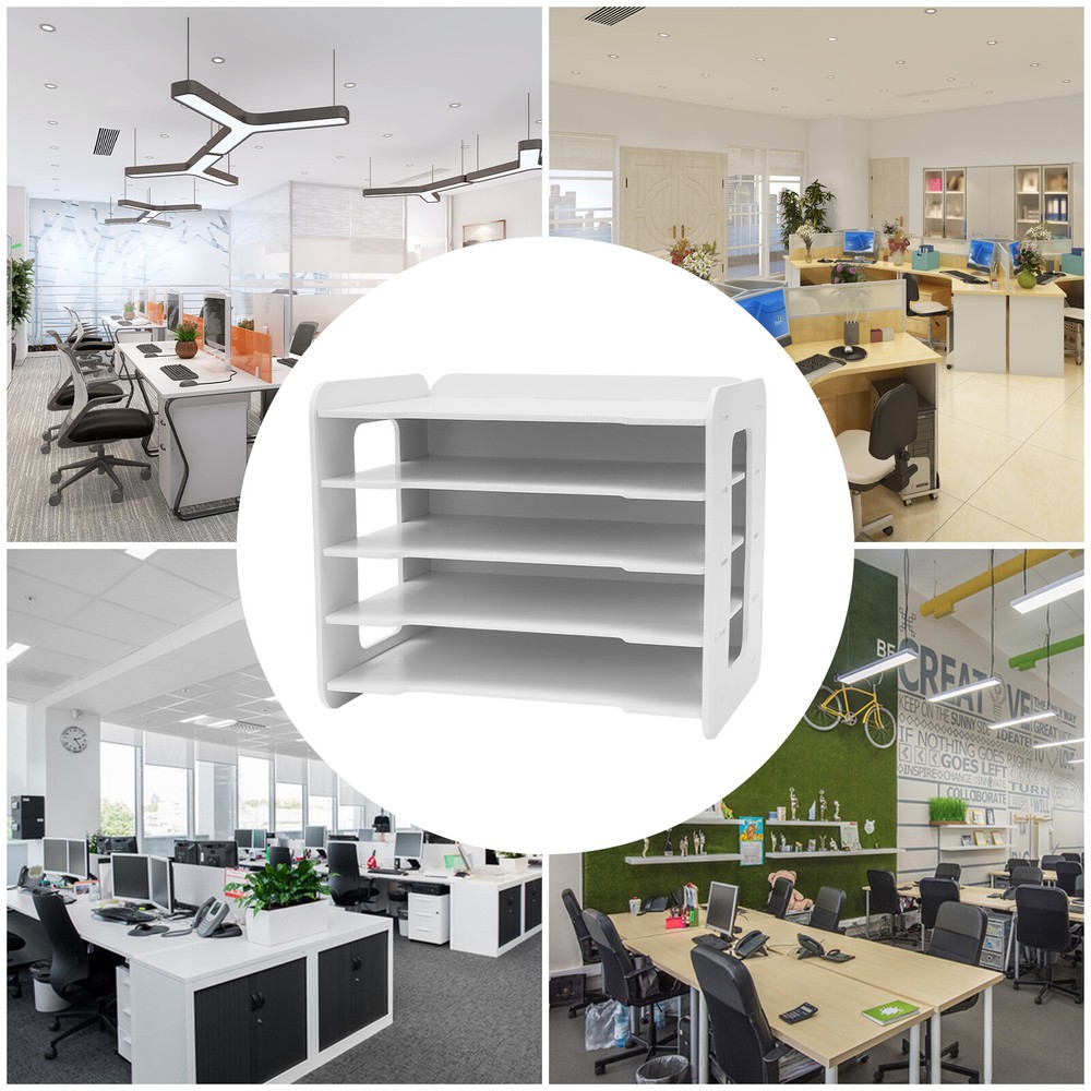 White Desktop Organizer Desktop File Holder File Organizer Modern Rectangular