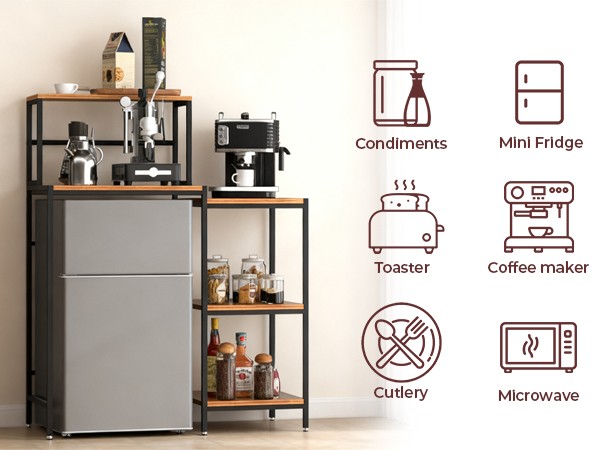 Fridge and Microwave Storage Shelves Save Space Suitable for Dorm Kitchen