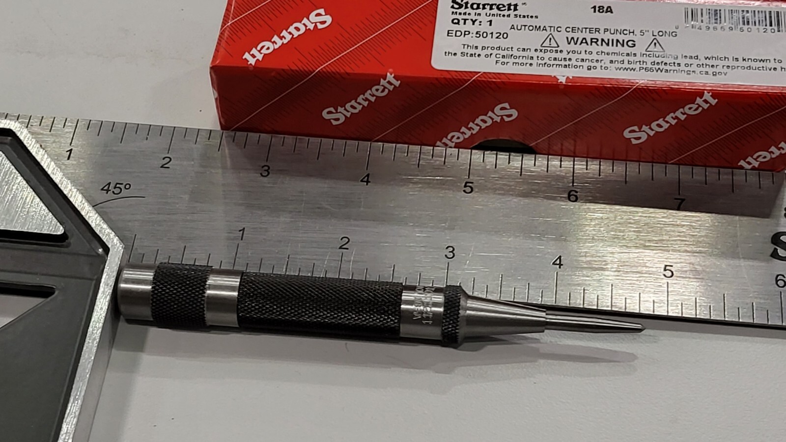 STARRETT 5" AUTOMATIC CENTER PUNCH # 18A - NEW