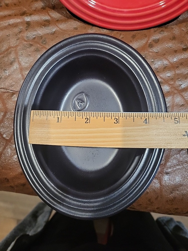 [2] Two Small APPOLIA Roasting Baking Individual Casseroles Black 8 Oz Cap.