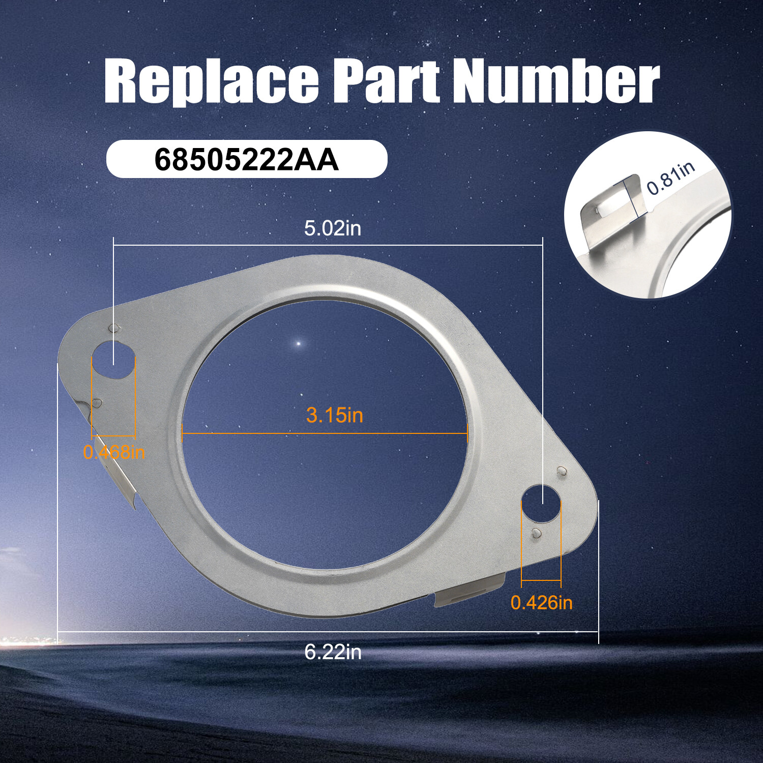 1PCS Exhaust Pipe Gasket for Dodge 2019-2022 Ram 1500 3.6L 5.7L 68505222AA