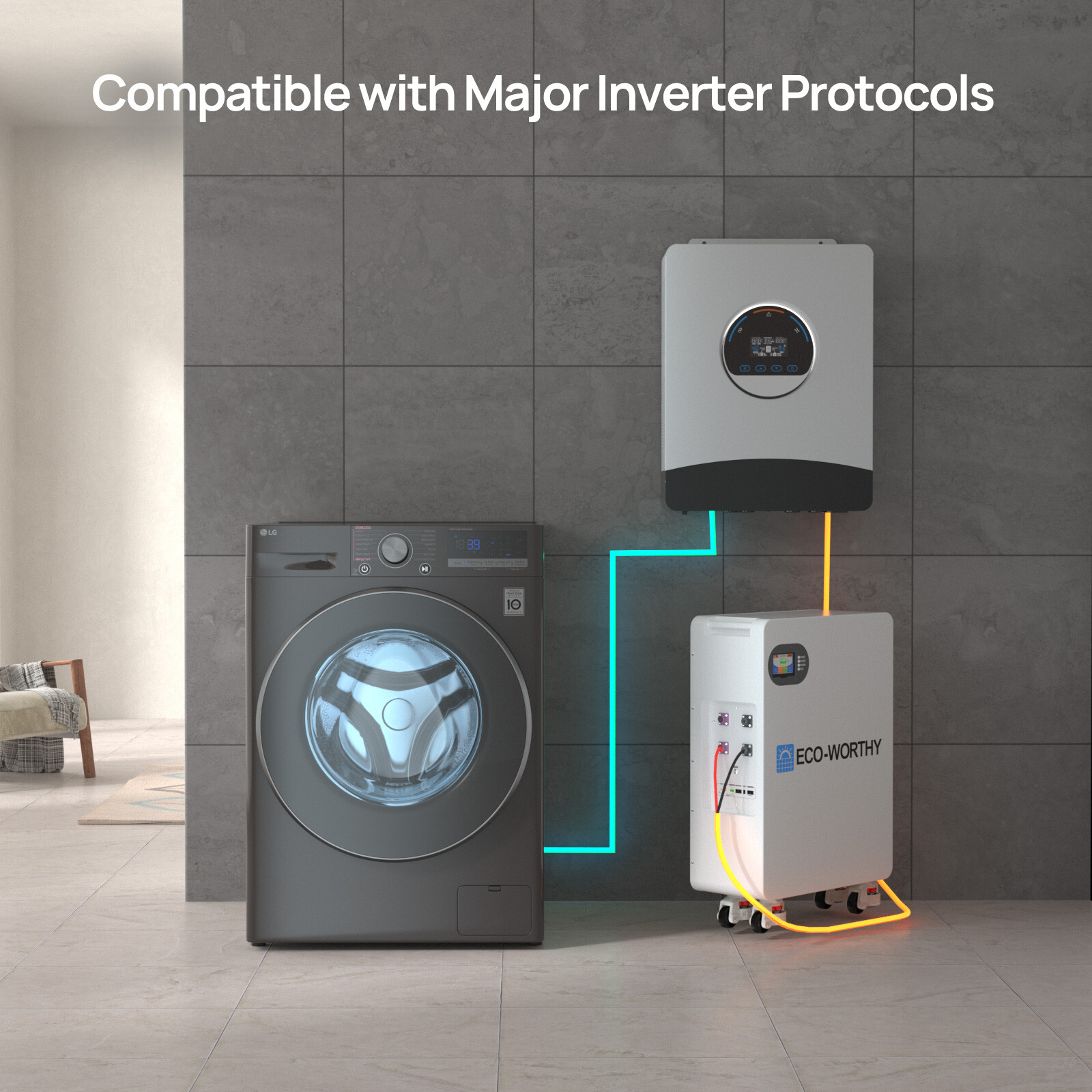 ECO-WORTHY 2Pack 14kWh 48V 280AH LiFePO4 Battery Vertical Standing Solar Backup