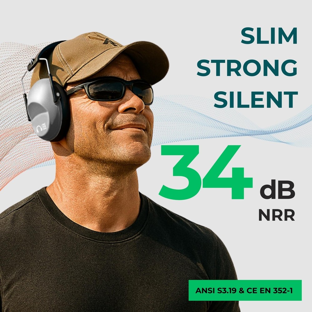 34dB NRR Hearing Protection Ear Muffs – Highest NRR Compact Design Ear Protec...