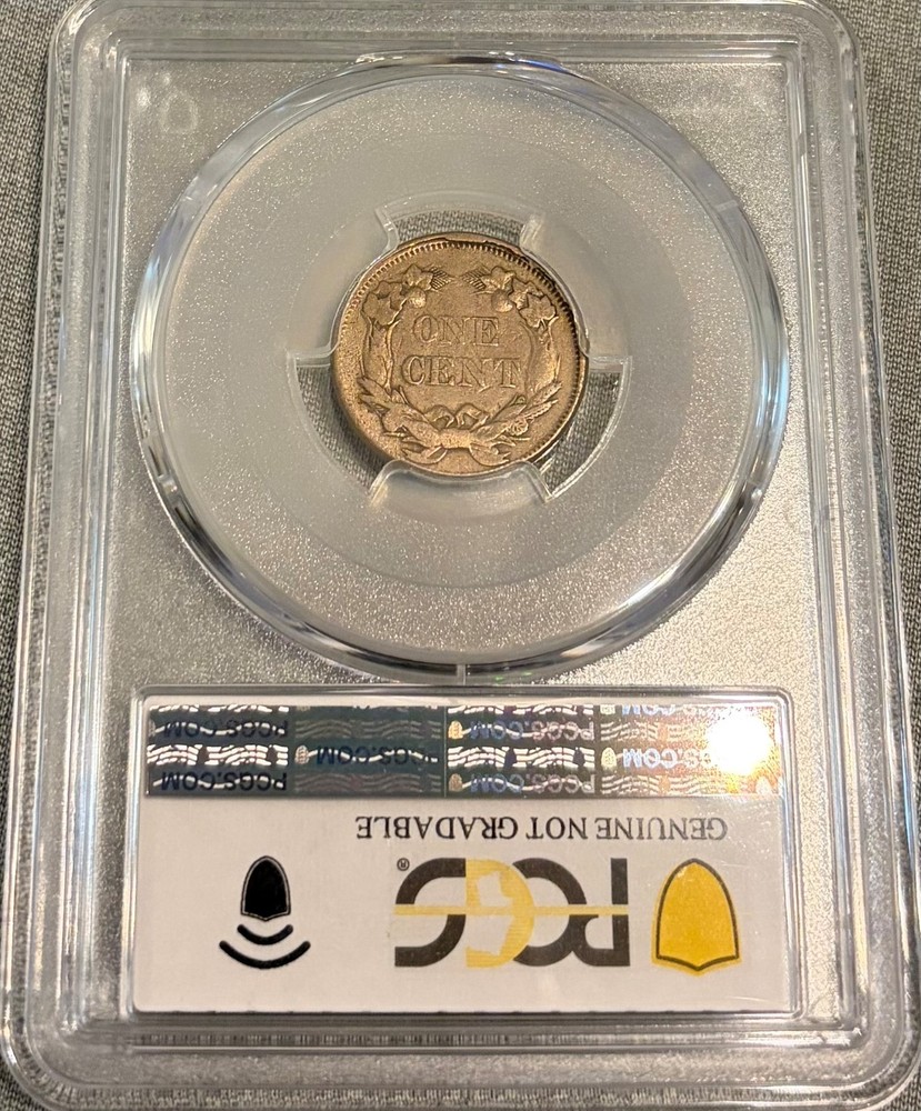 1858 Flying Eagle Cent (Sm. Letters) PCGS VF Details Nice Reverse Cud