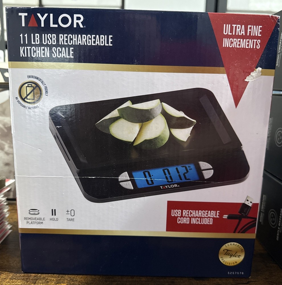Taylor 11 LB USB Rechargeable Multi-Function Kitchen Scale Factory Sealed