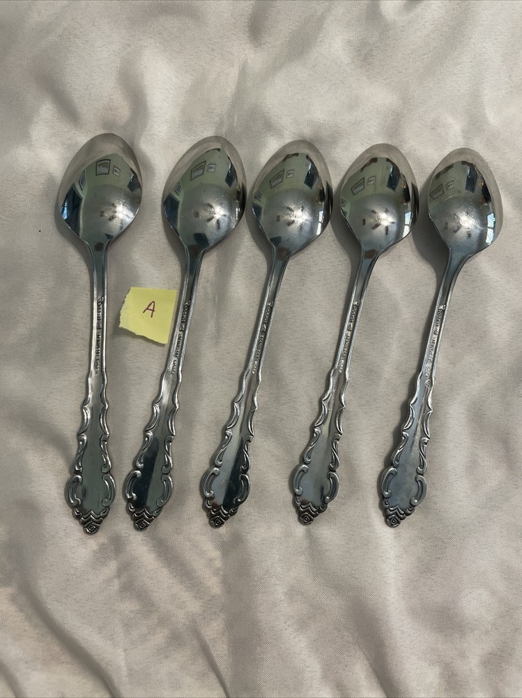 5 Pcs Rogers Co MELODY Teaspoons Silverware Flatware Spoons Nice Korea