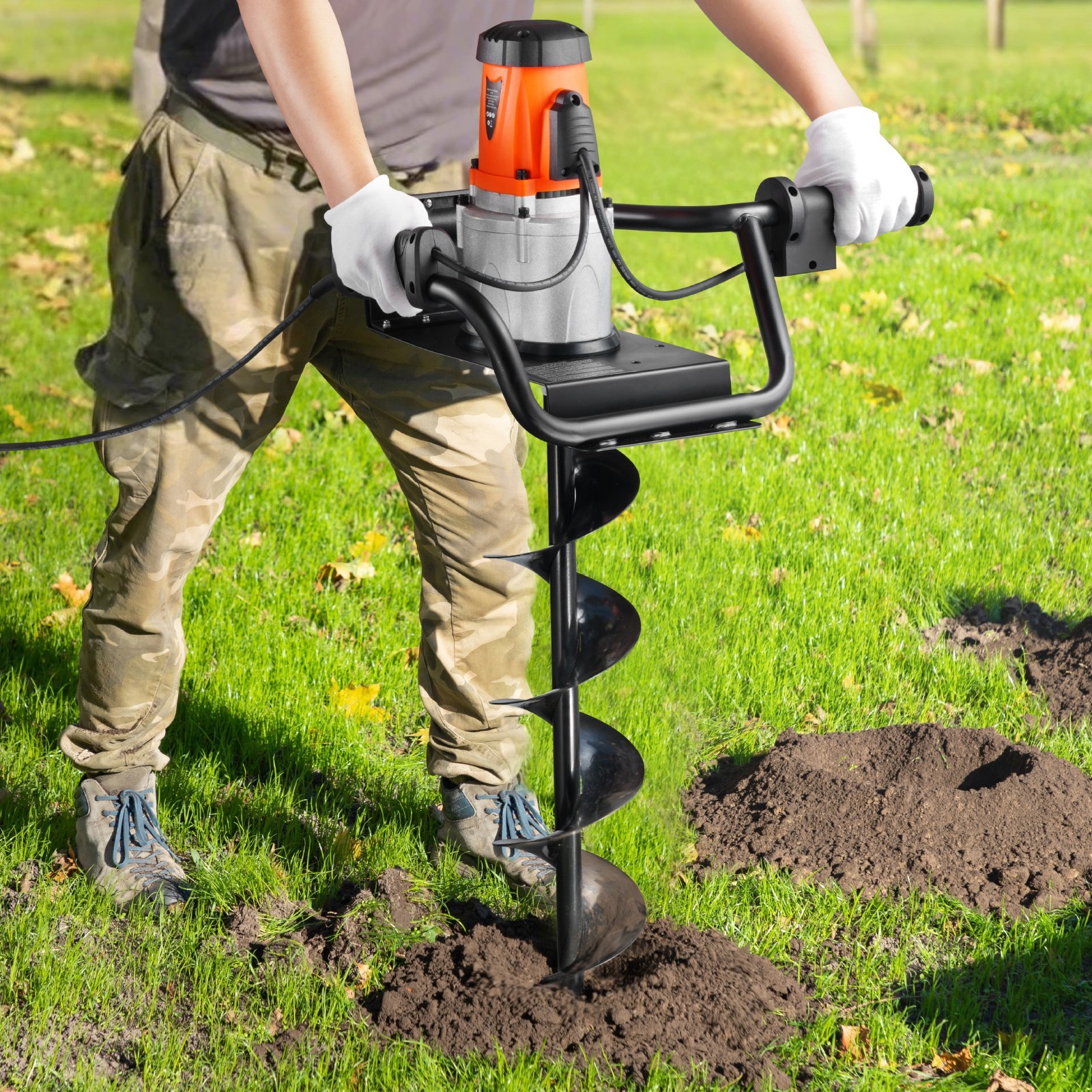 1500W Electric Post Hole Digger 5.71" Earth Auger Bit+Extension Rod Quick Digger