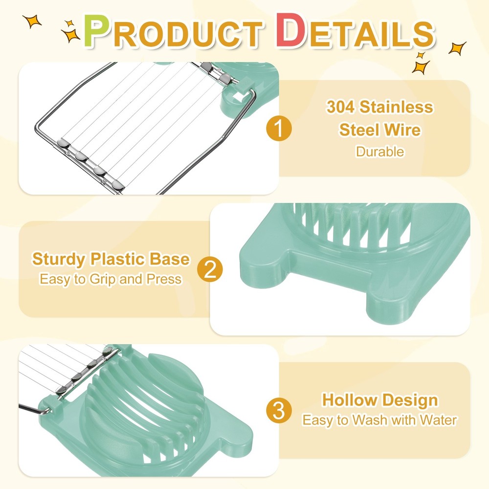 2 Pack Egg Slicer for Hard Boiled Eggs, Green