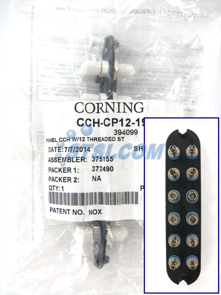 Corning CCH-CP12-19T Patch Panel, 12 ST Simplex OS2 Singlemode Adapters ~STSI