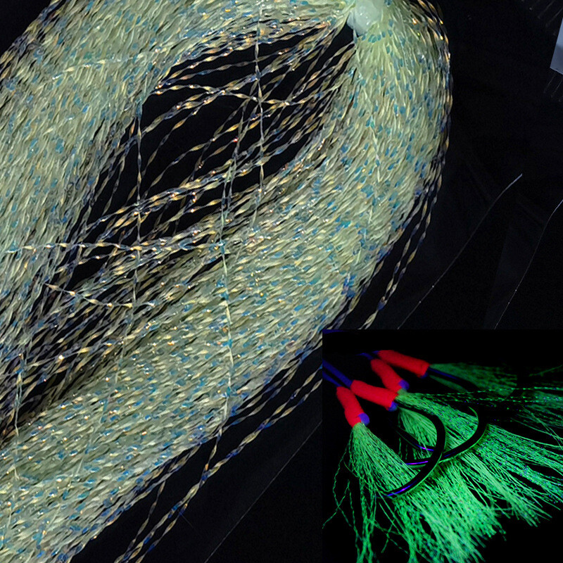 2pack Luminous Flash Tinsel Twisted Flashabou Fly Tying Assist Jig Hook Material