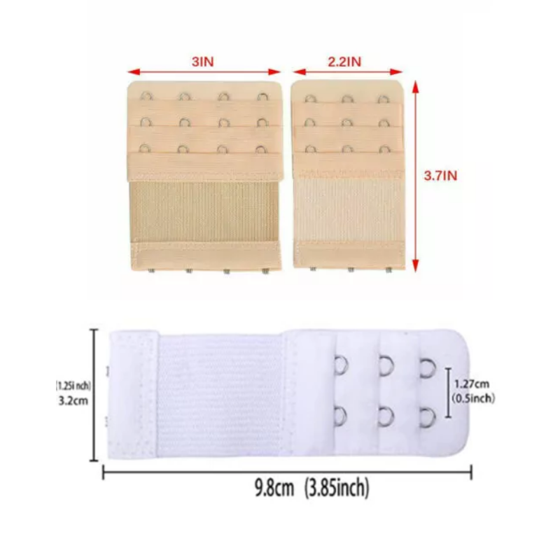 4Pcs Adjustable Bra Extender 2/3/4 Hooks with Elastic Extension Underwear Strap