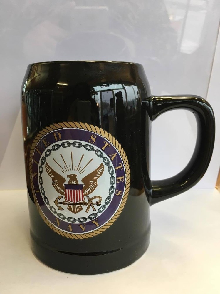 US Navy Black Ceramic Beer Stein