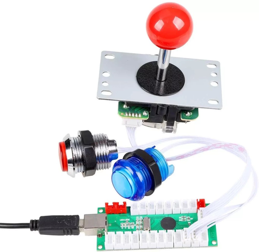 Arcade Buttons 1 Player DIY Kit Joystick 5V LED Arcade Button for A...