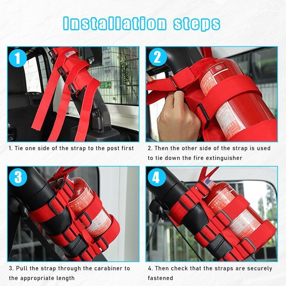 Roll Bar Fire Extinguisher Holder, Adjustable Fire Extinguisher Mount Strap w...