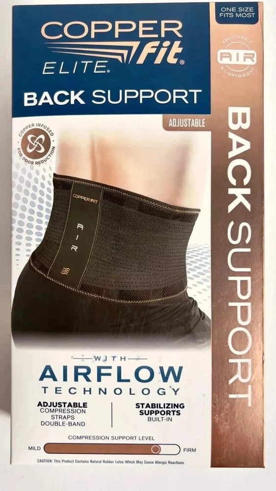Copper Fit Elite Back Support AirFlow Adjustable 30-50 NEW