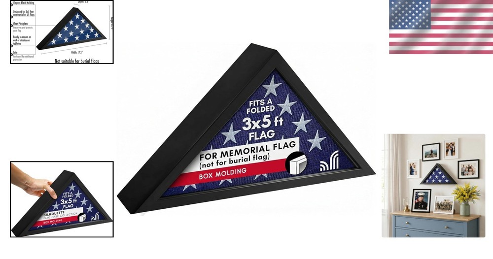 Triangular Flag Frame for 3x5' Ceremonial Flags - Perfect Gift for Veterans