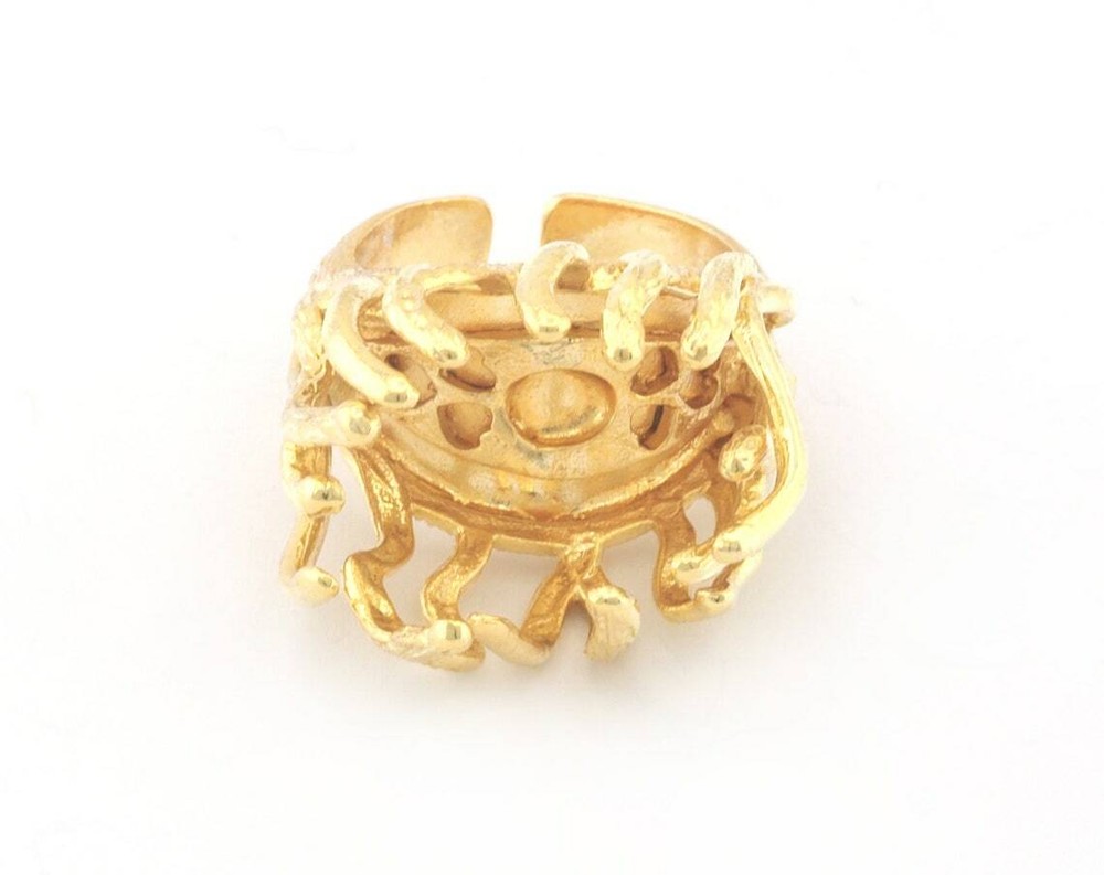 Raw Stone Claw Ring Setting Blank Base Adjustable Raw,Shiny silver-gold 4772