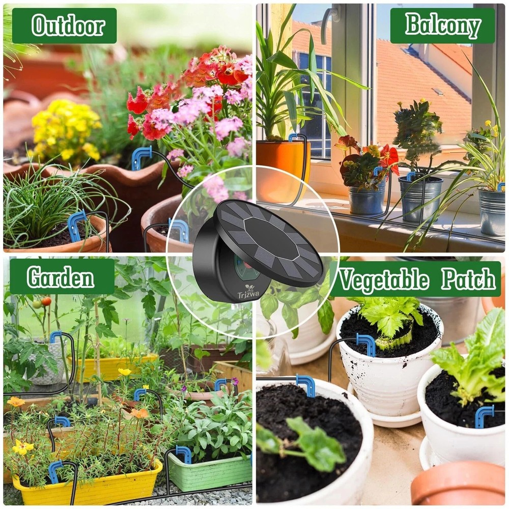 50FT Automatic Solar Drip Irrigation System Kit,9 timer Modes Irrigation Garden