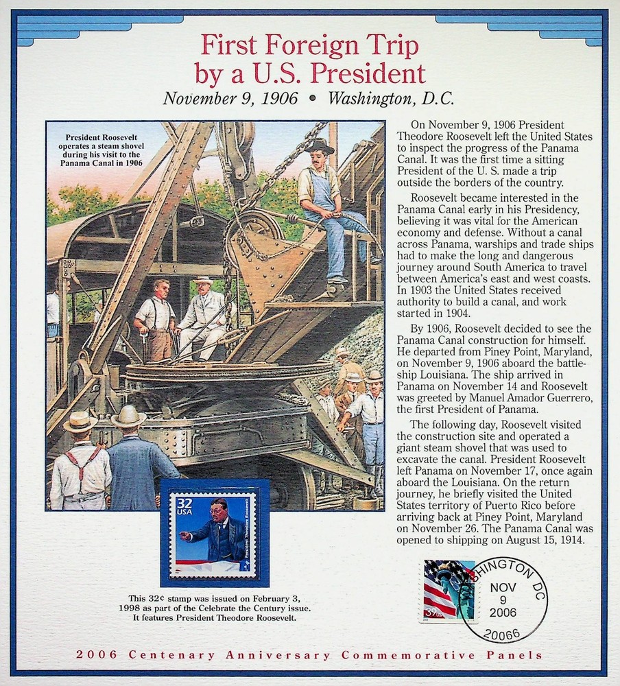First Foreign Trip by a U.S. President Stamp Panel • 2006 Centenary