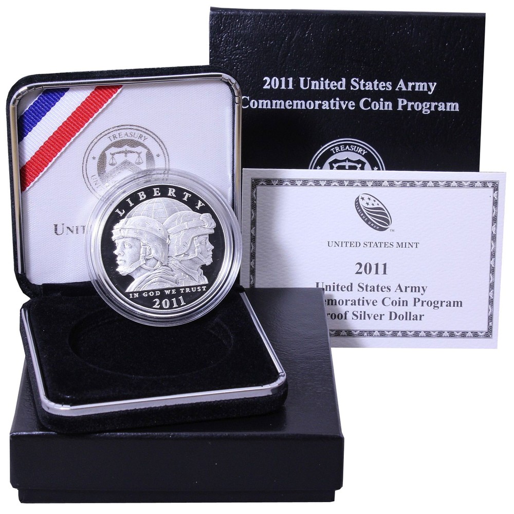 2011 P US Army Proof Commemorative 90% Silver Dollar OGP