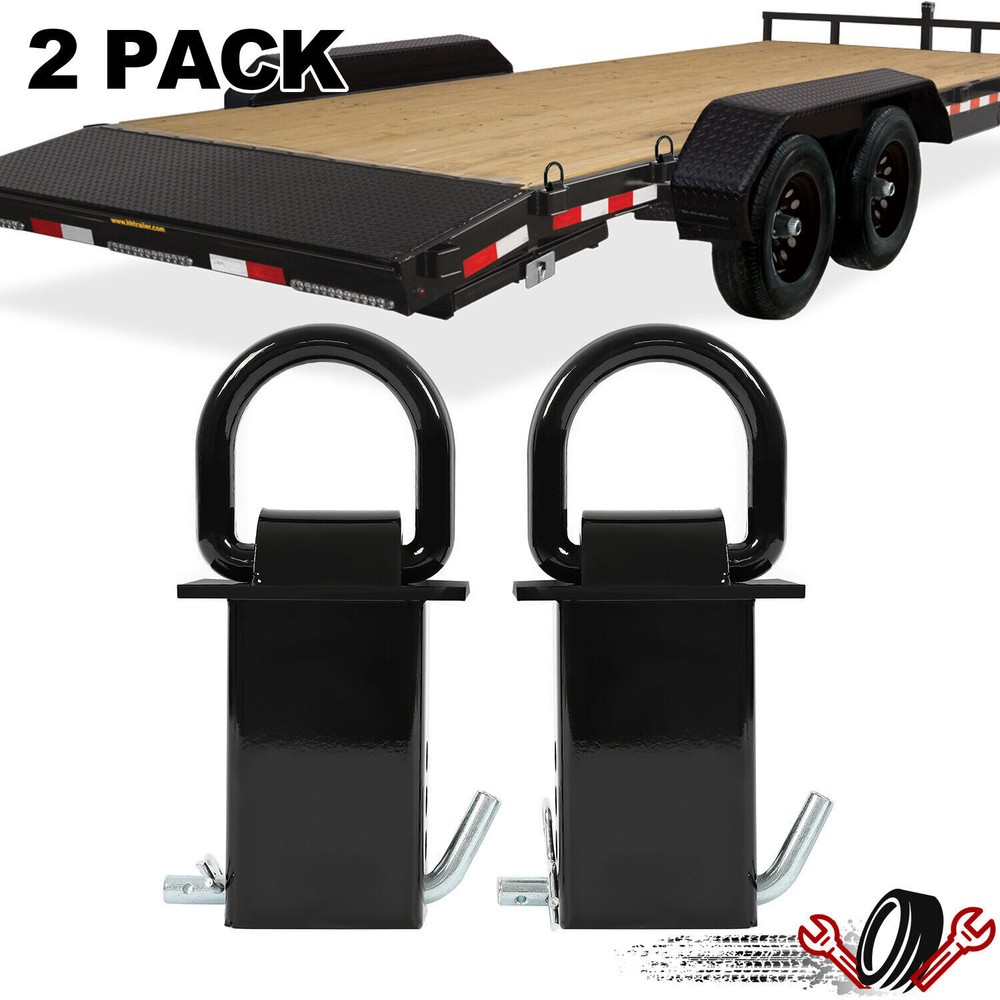2/4/8PCS Black/Silver Adjustable Trailer Stake Pocket D-Ring For Standard 2"x4"