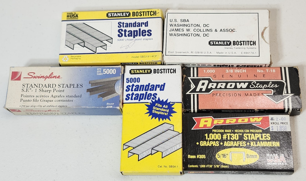 6 Boxes Staples Stanley Swingline Arrow Bundle Lot
