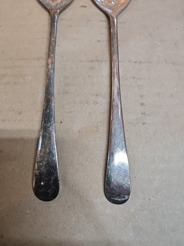 Vintage Two Piece Sheffield England Silverplate Serving Set; Fruit Theme; 9"