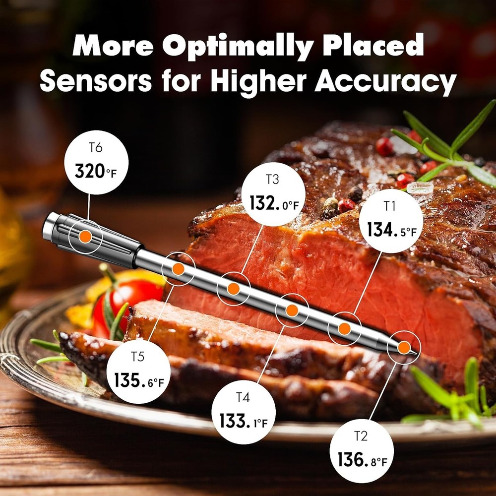 Bluetooth Wireless Meat Thermometer W/ 2 Ultra-Thin Probes 700FT Long Range